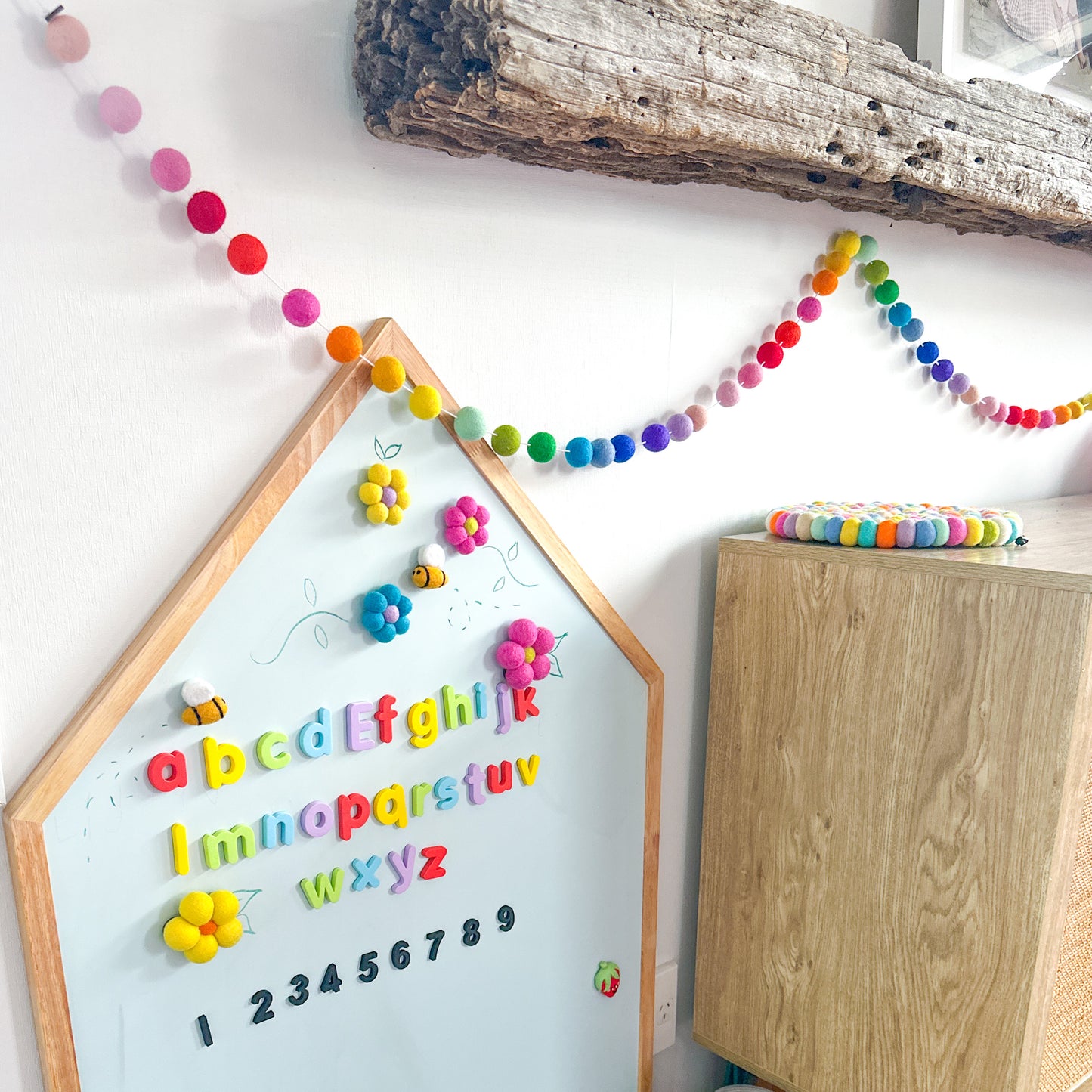 Rainbow Felt Ball Garland