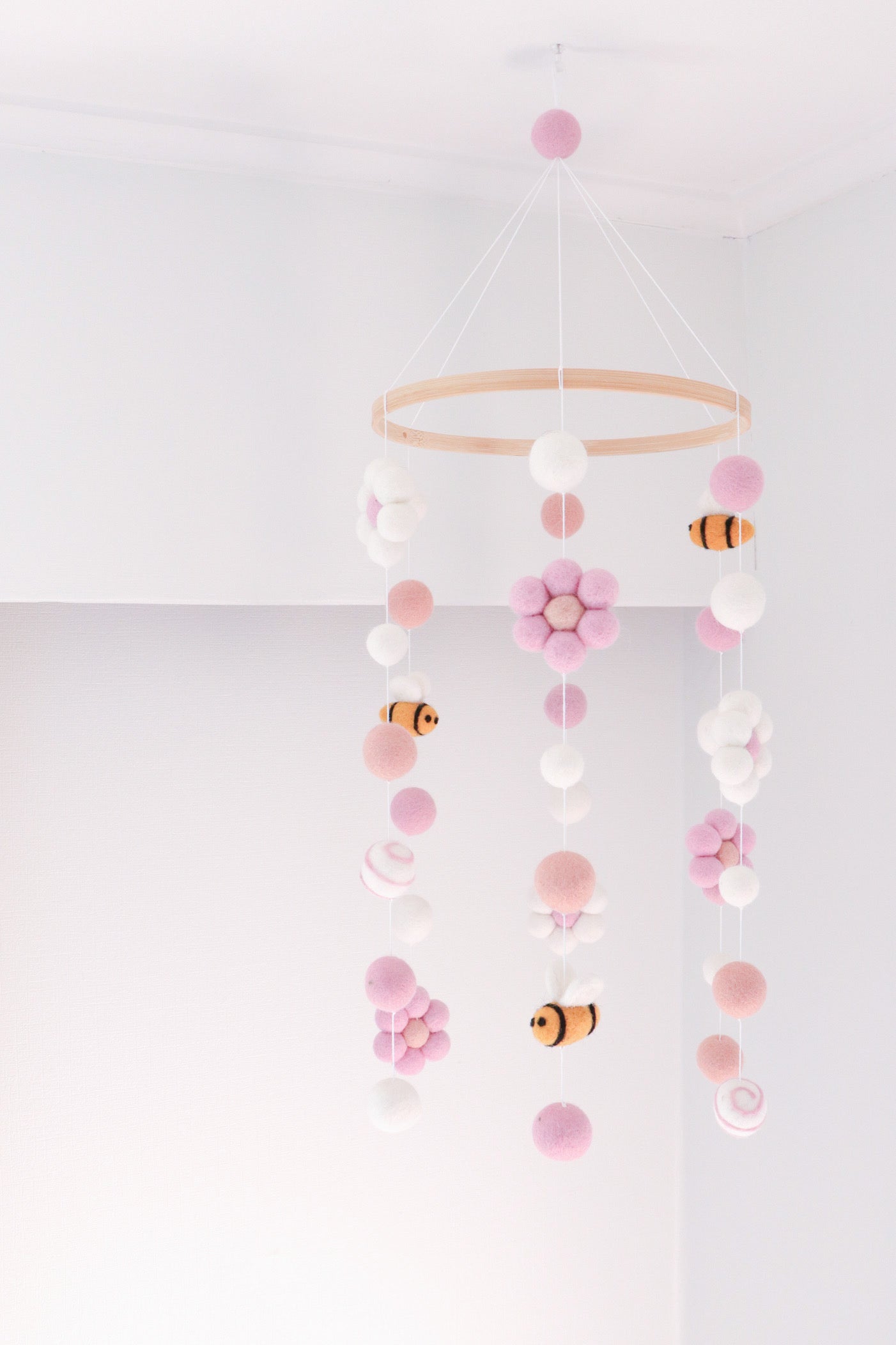 Pink Bumble bee Floral Baby Mobile