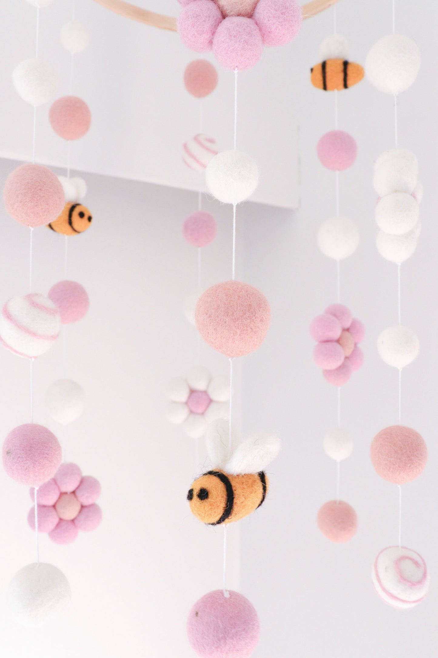 Pink Bumble bee Floral Baby Mobile
