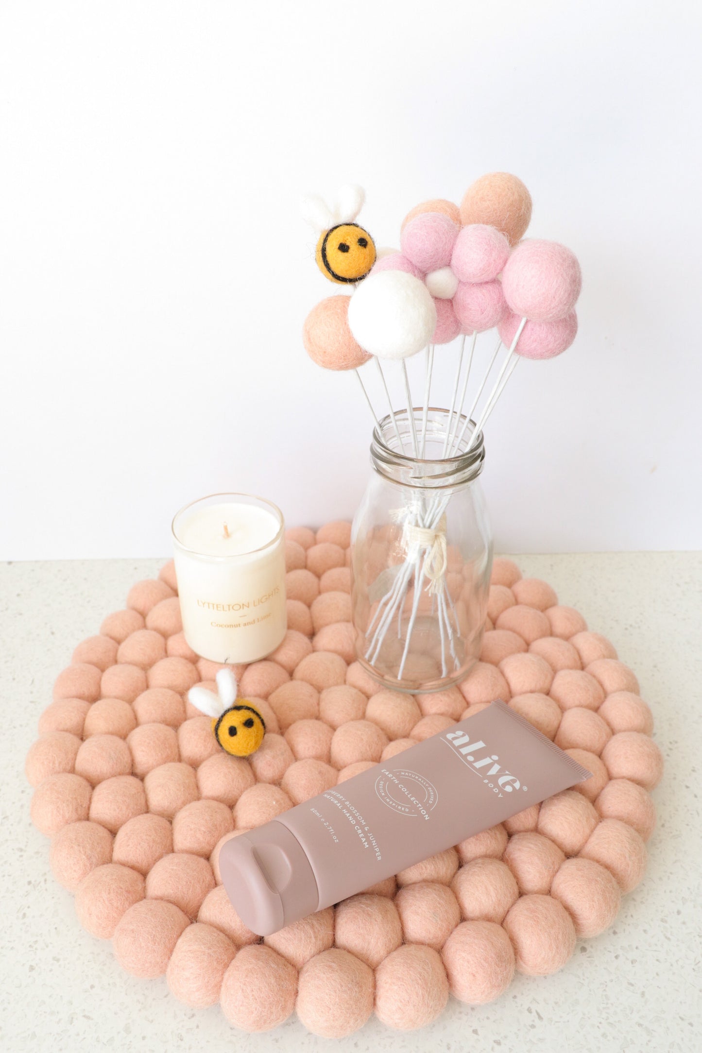 Blush Felt Ball Bouquet