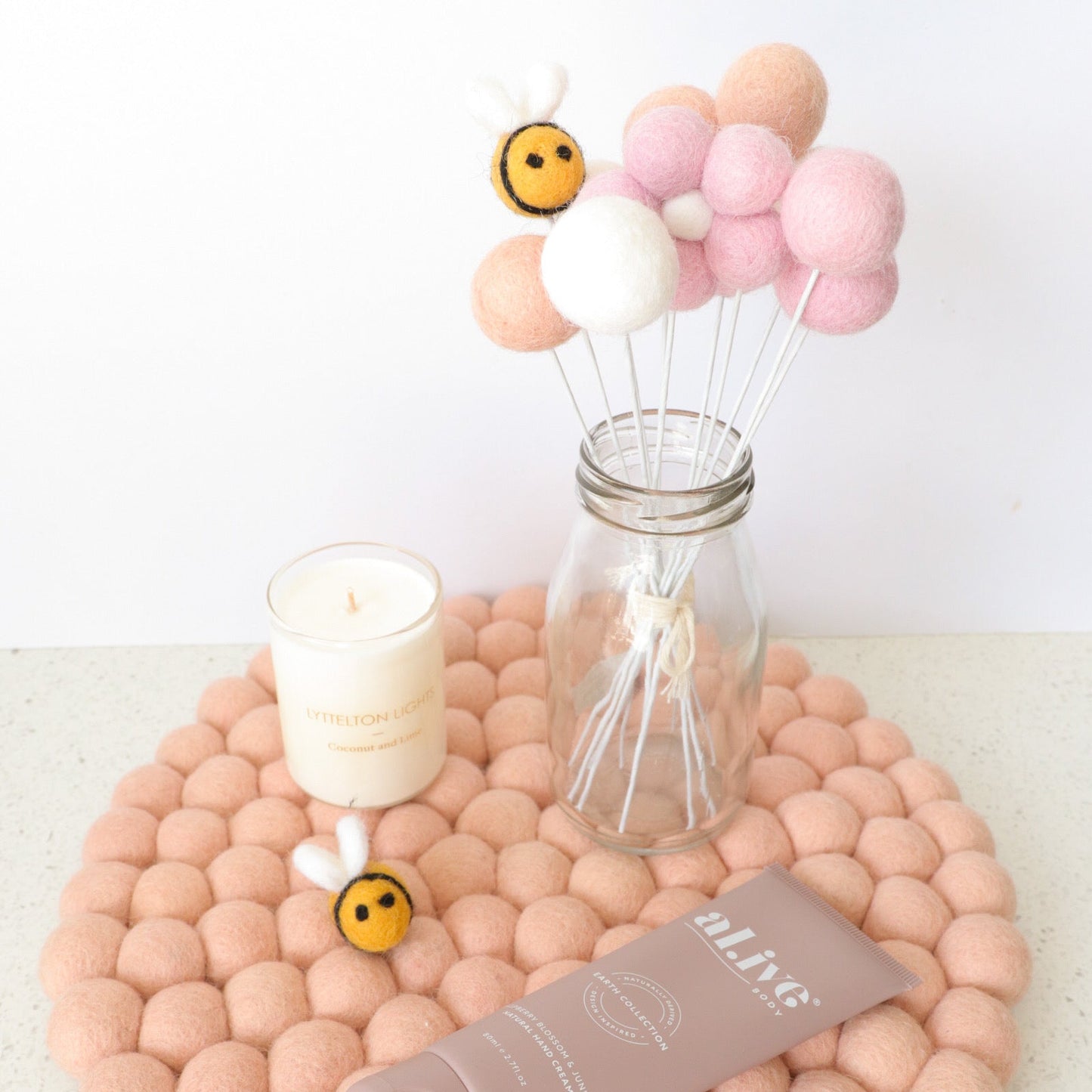 Blush Felt Ball Bouquet