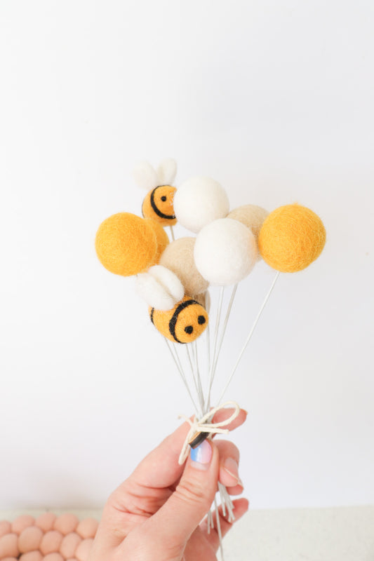 Mustard Felt Ball Bouquet