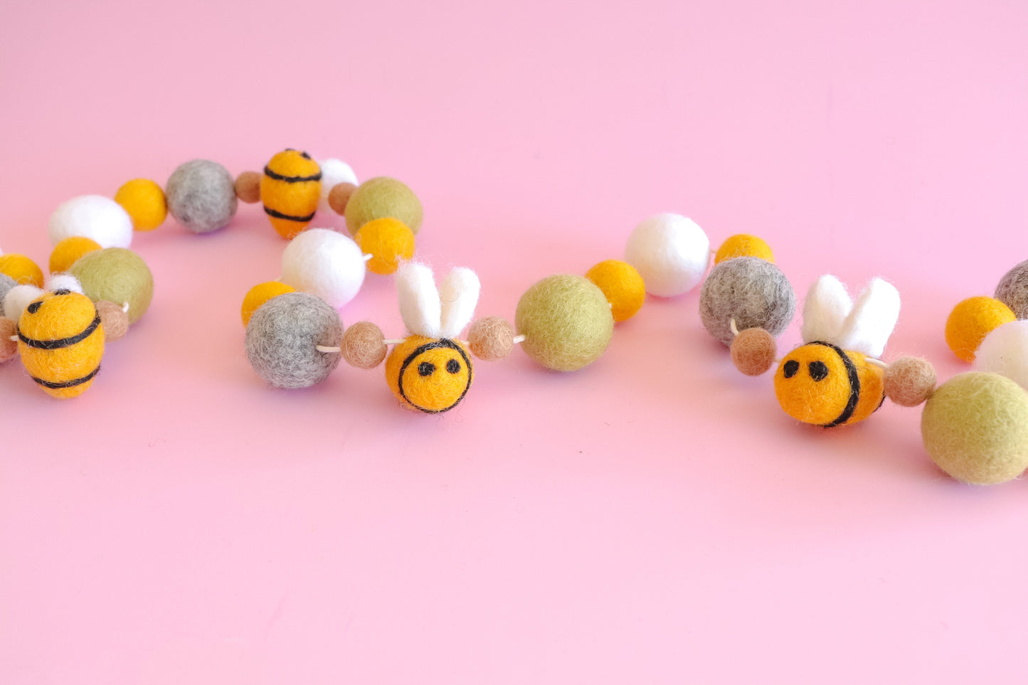 Meadow Bees Felt Ball Garland