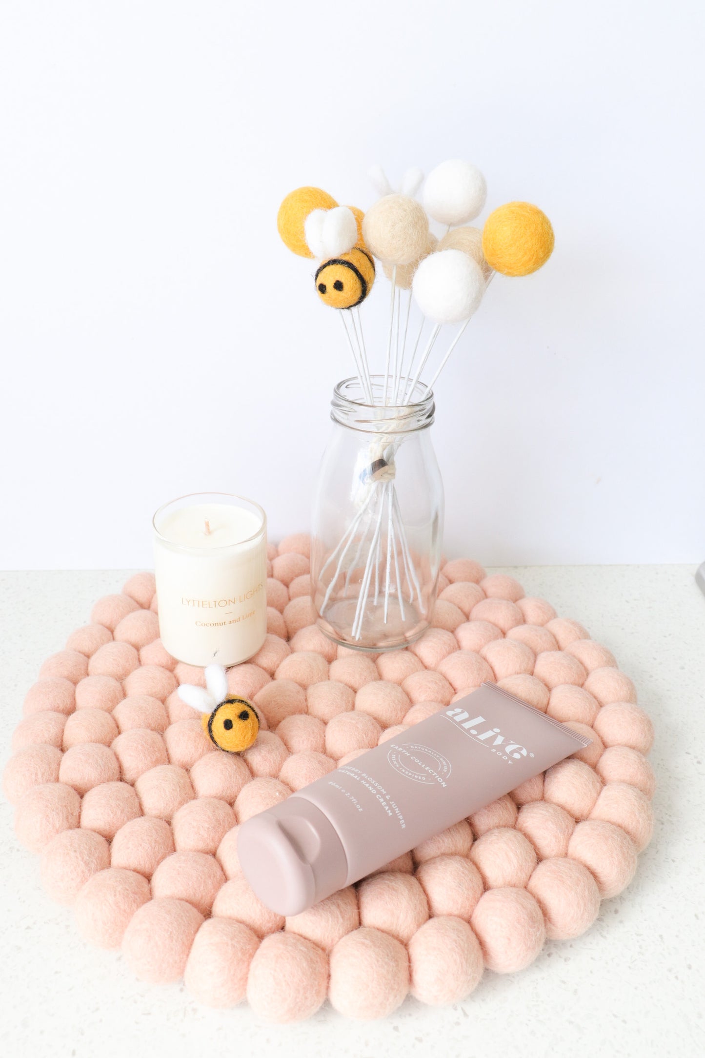 Mustard Felt Ball Bouquet
