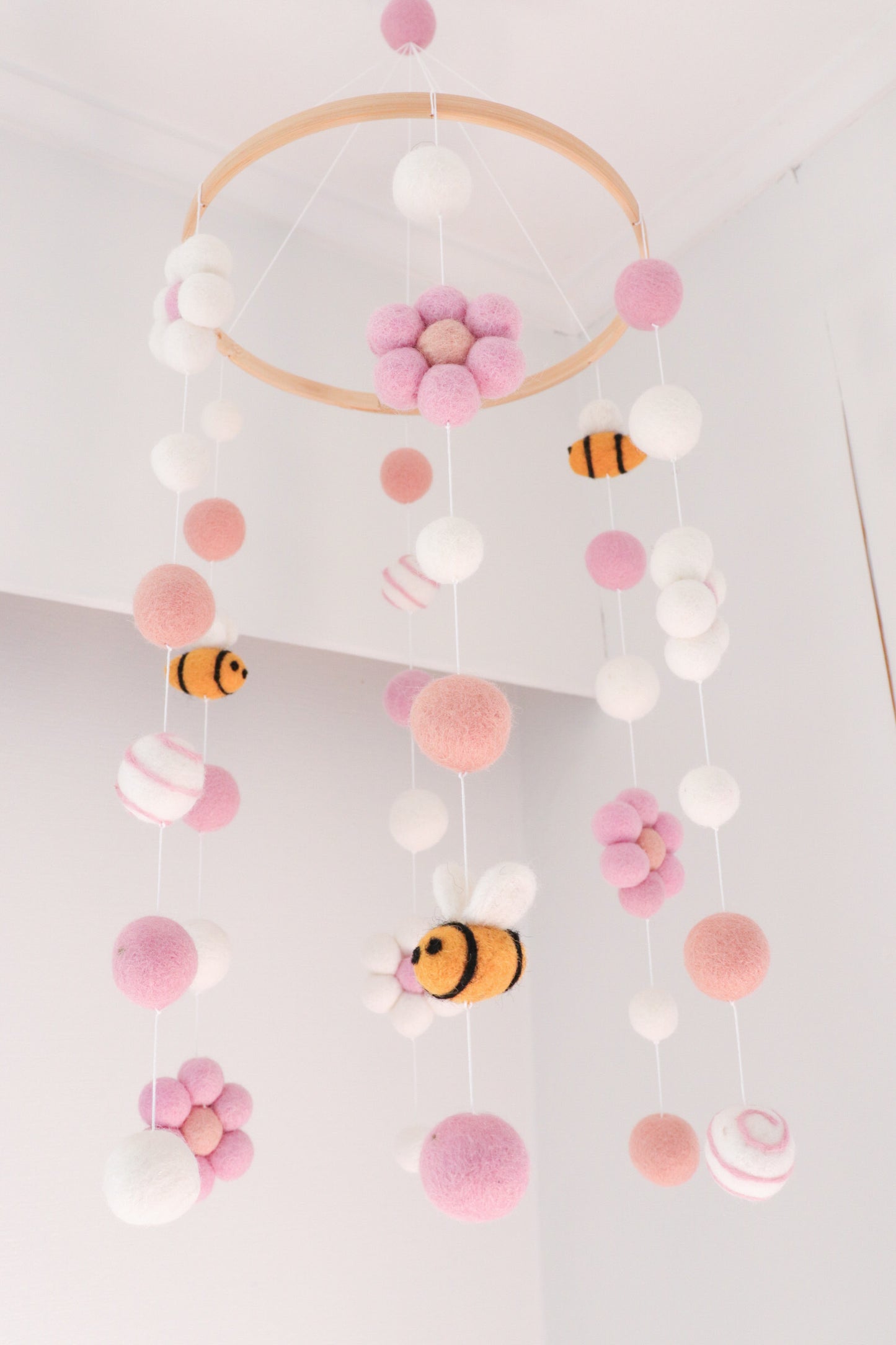 Pink Bumble bee Floral Baby Mobile
