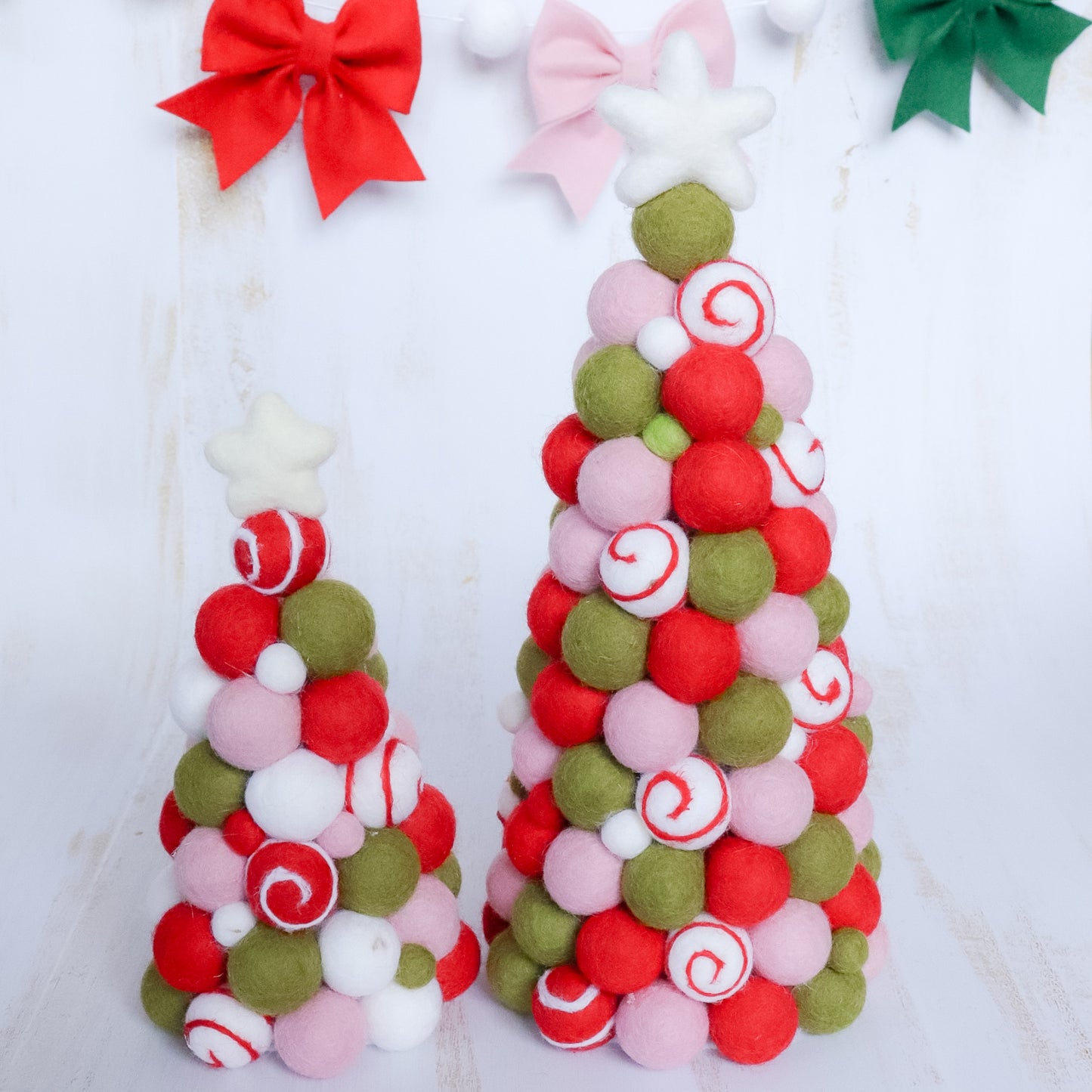 Green, Pink & Red Felt Ball Christmas Tree