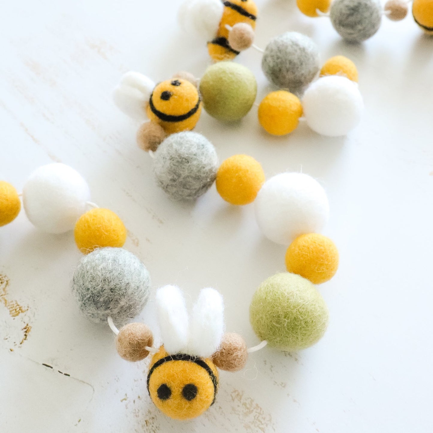 Meadow Bees Felt Ball Garland