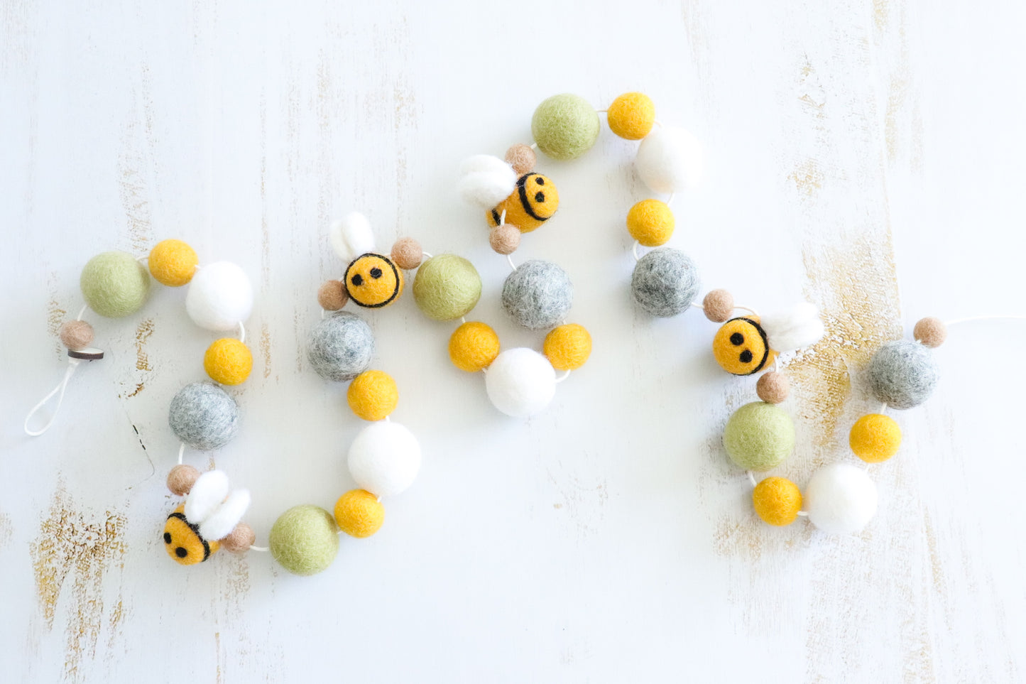 Meadow Bees Felt Ball Garland