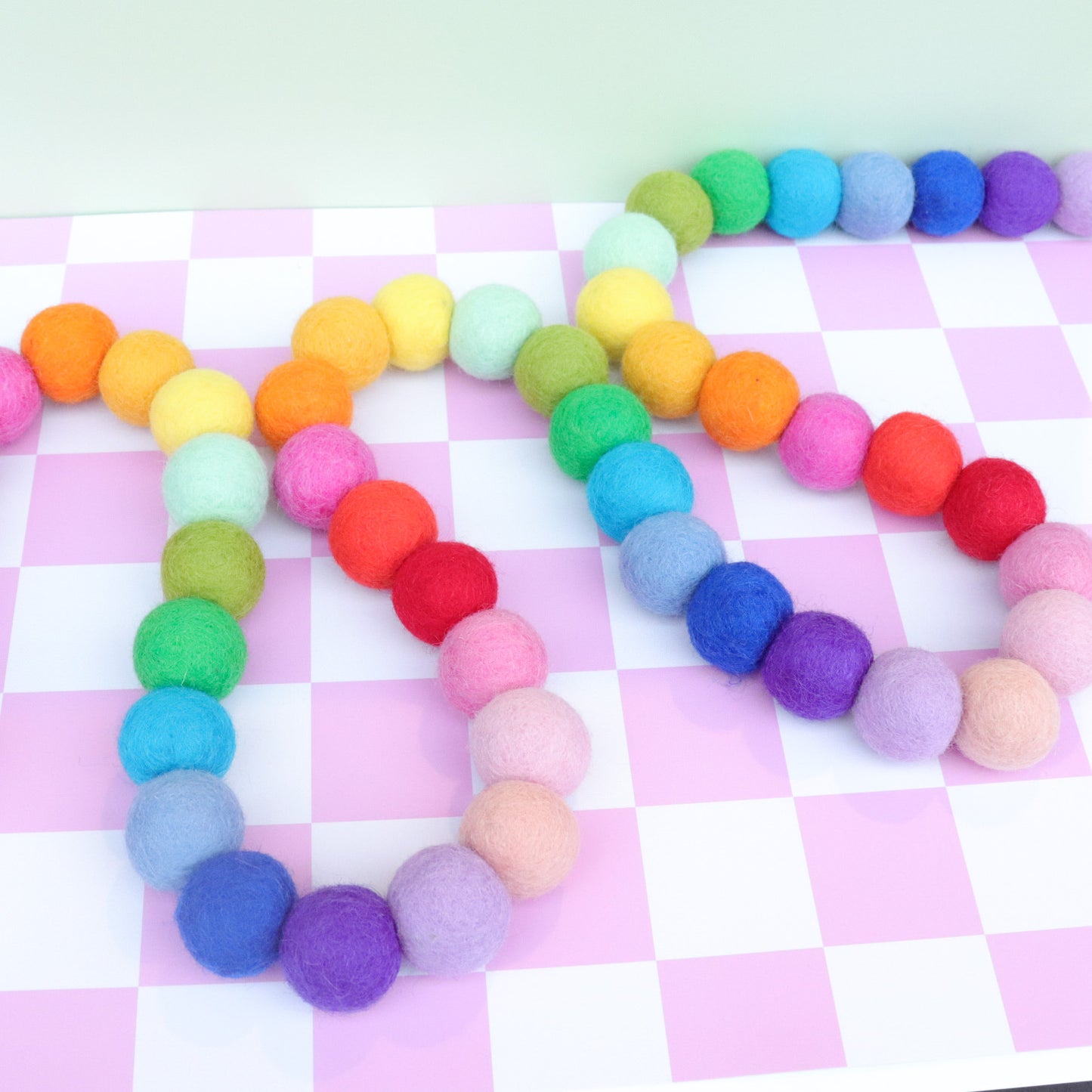 Rainbow Felt Ball Garland