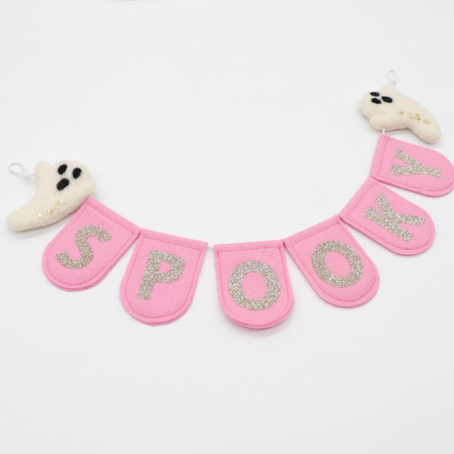 Pink Glittery Ghost Spooky Banner