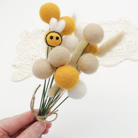 Felt Ball Bouquet with Bunny Tails