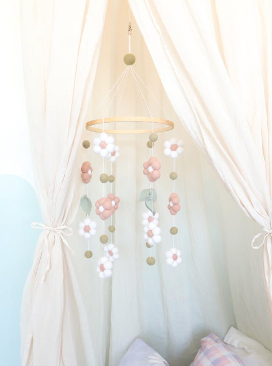 Apricot & Sage Daisy Baby Mobile