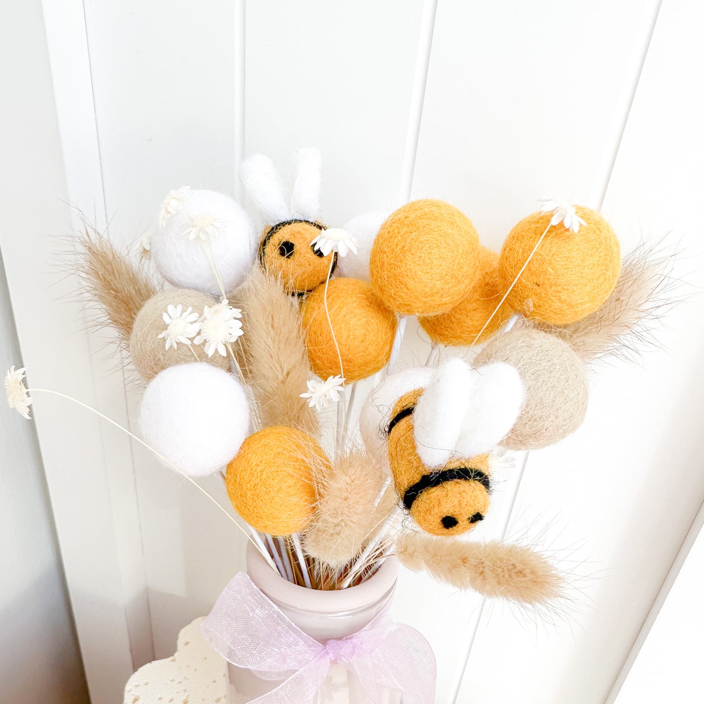 Mustard Felt Ball Bouquet