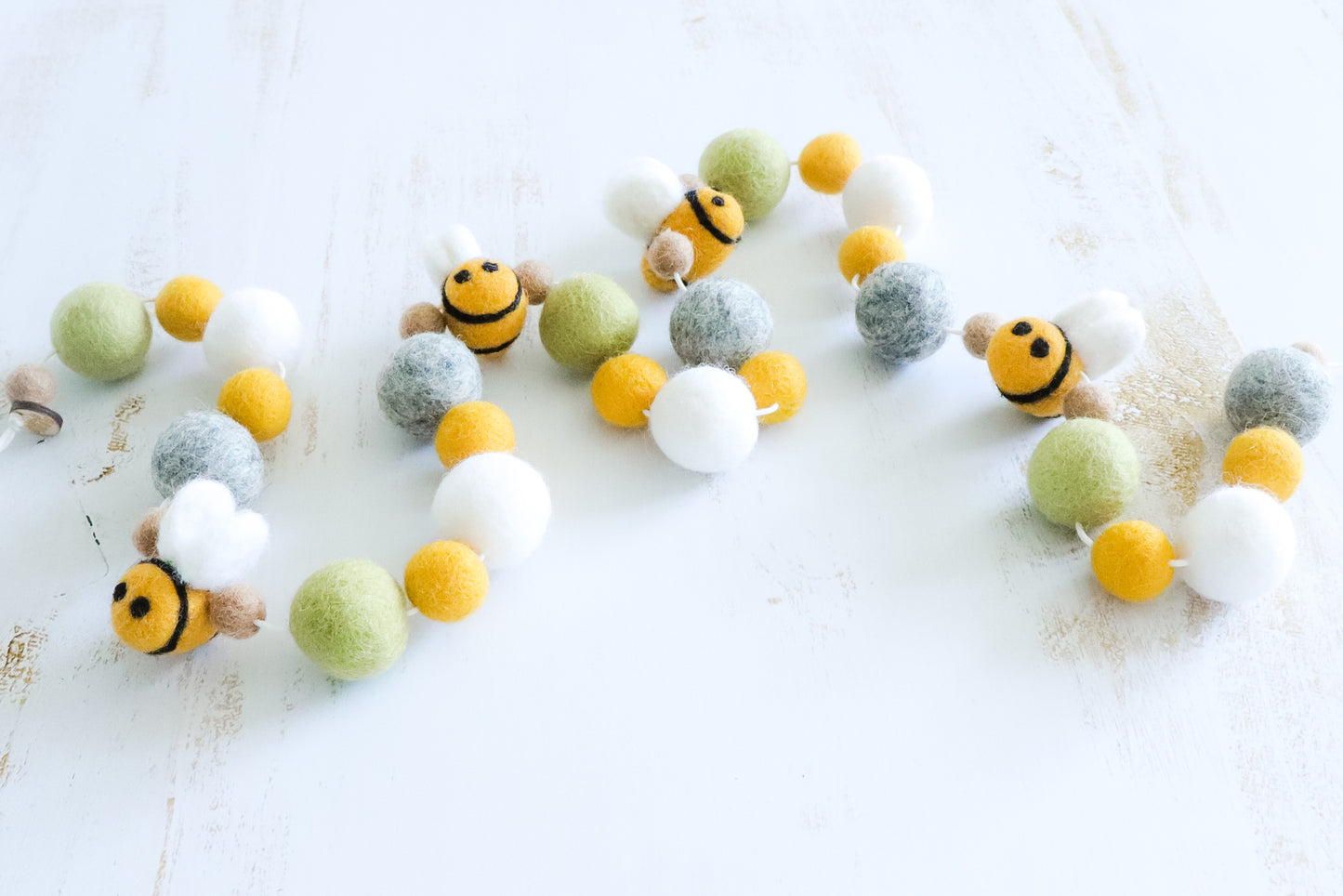 Meadow Bees Felt Ball Garland