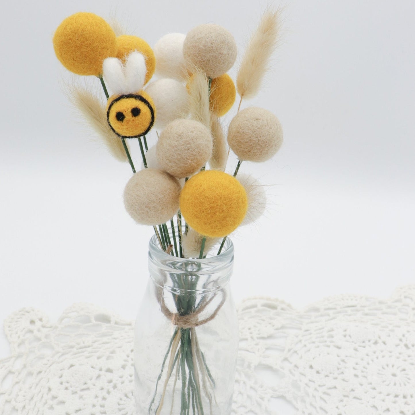 Felt Ball Bouquet with Bunny Tails