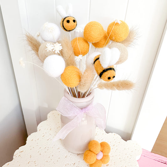 Mustard Felt Ball Bouquet