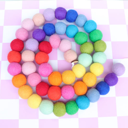 Rainbow Felt Ball Garland
