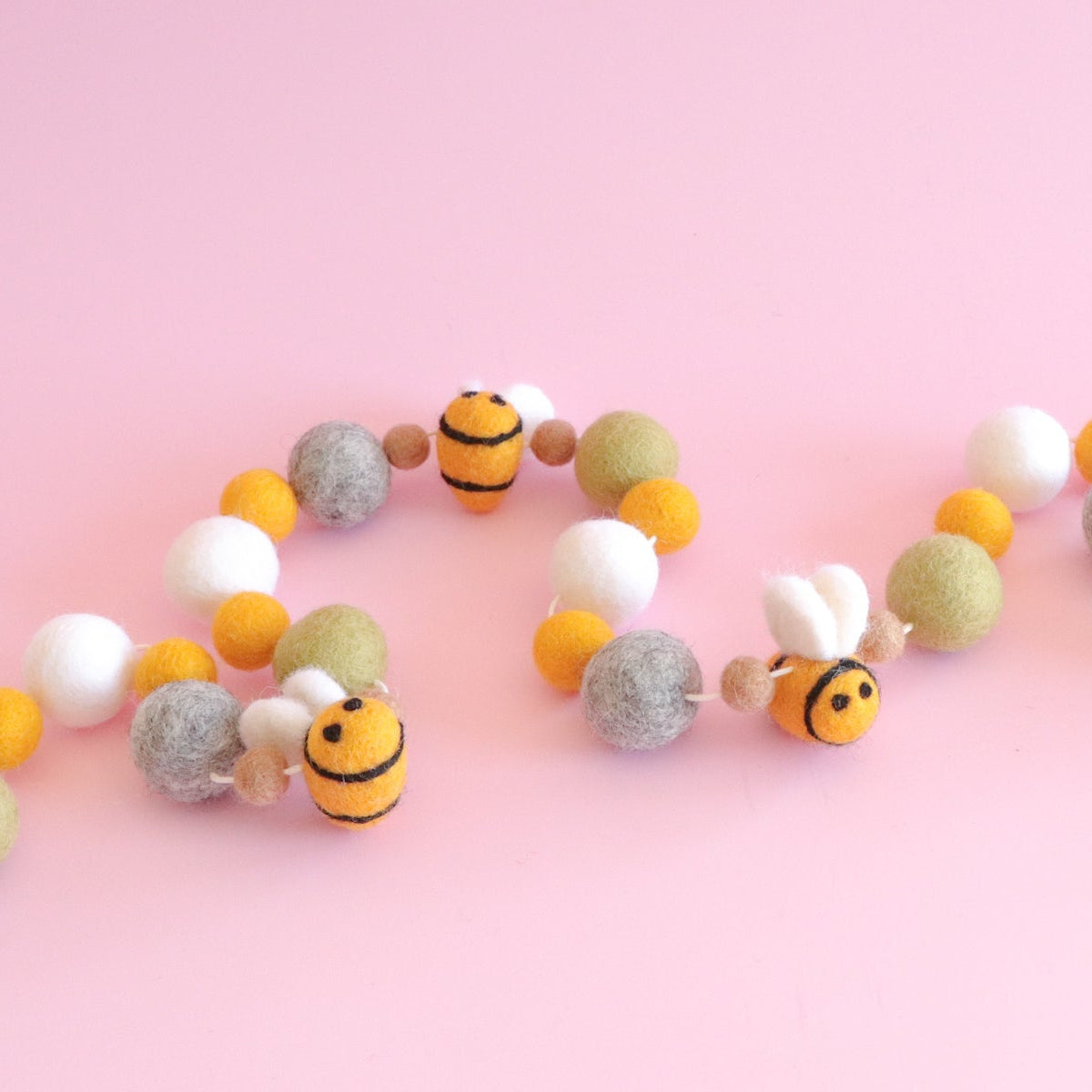 Meadow Bees Felt Ball Garland