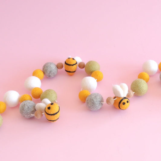 Meadow Bees Felt Ball Garland