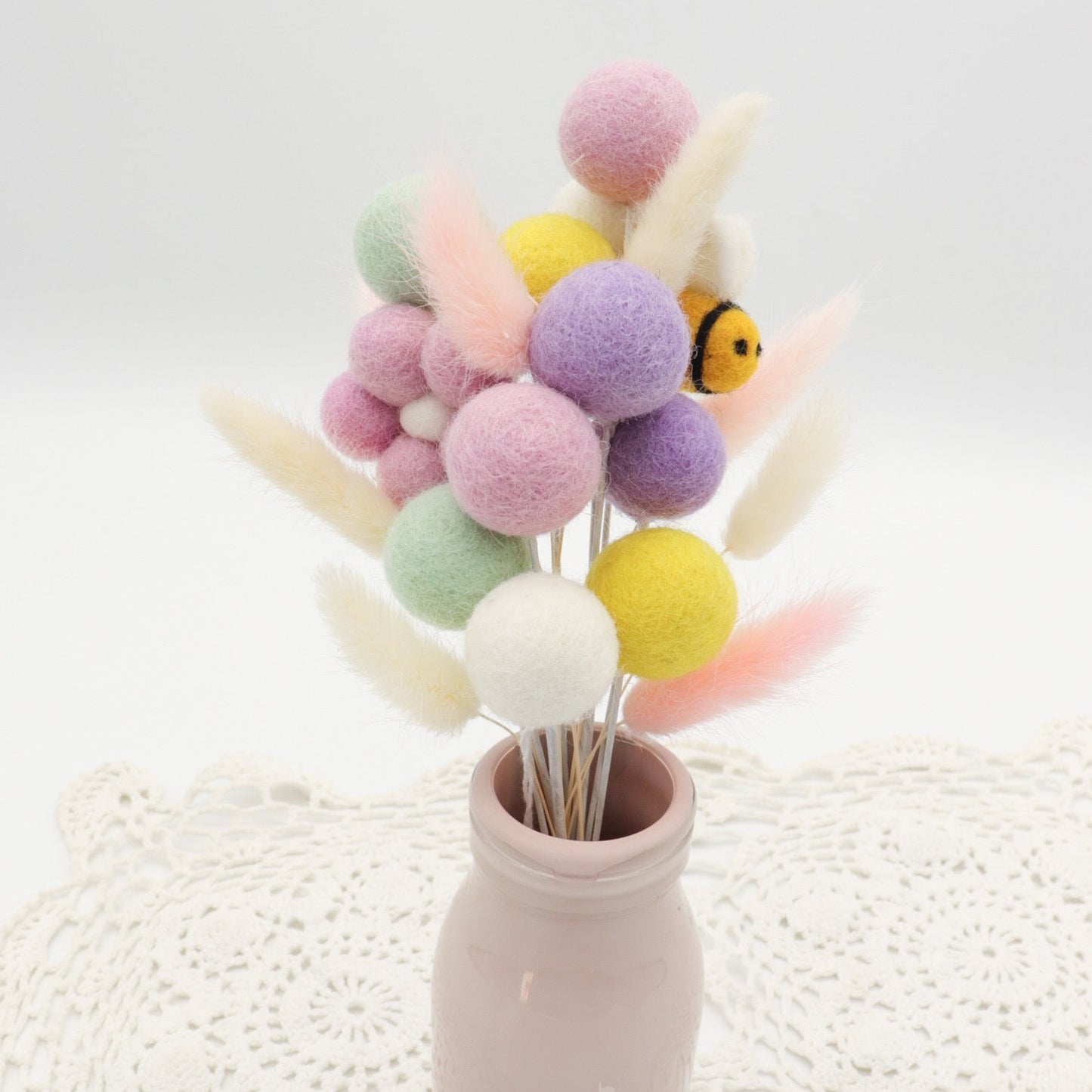 Felt Ball Bouquet with Bunny Tails