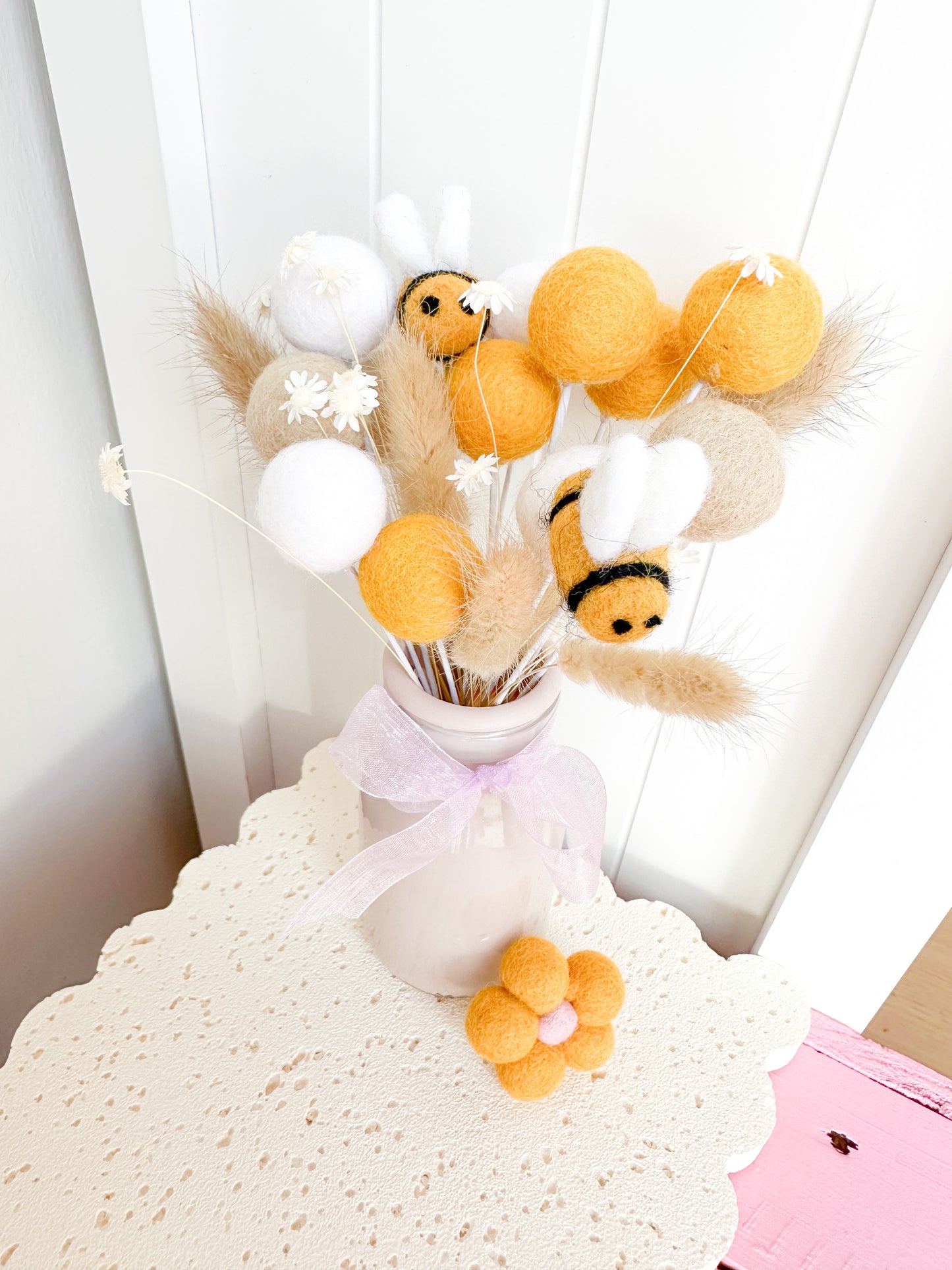 Mustard Felt Ball Bouquet