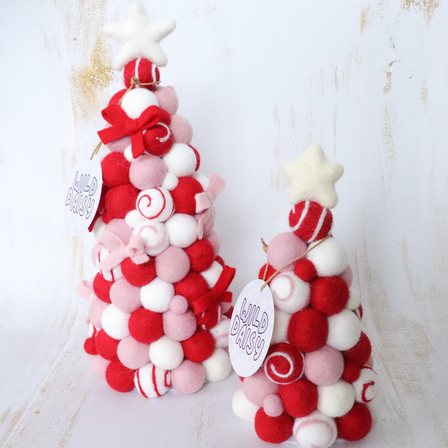 Pink, White & Red Felt Ball Christmas Tree