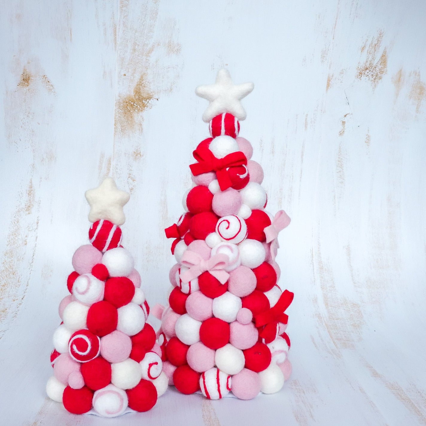 Pink, White & Red Felt Ball Christmas Tree