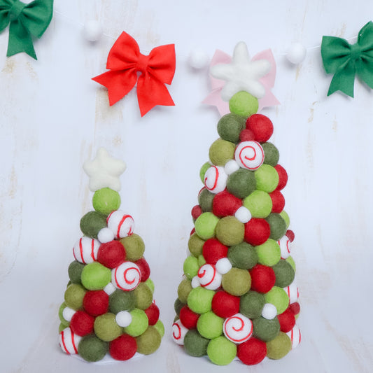 Greens & Red Felt Ball Christmas Tree