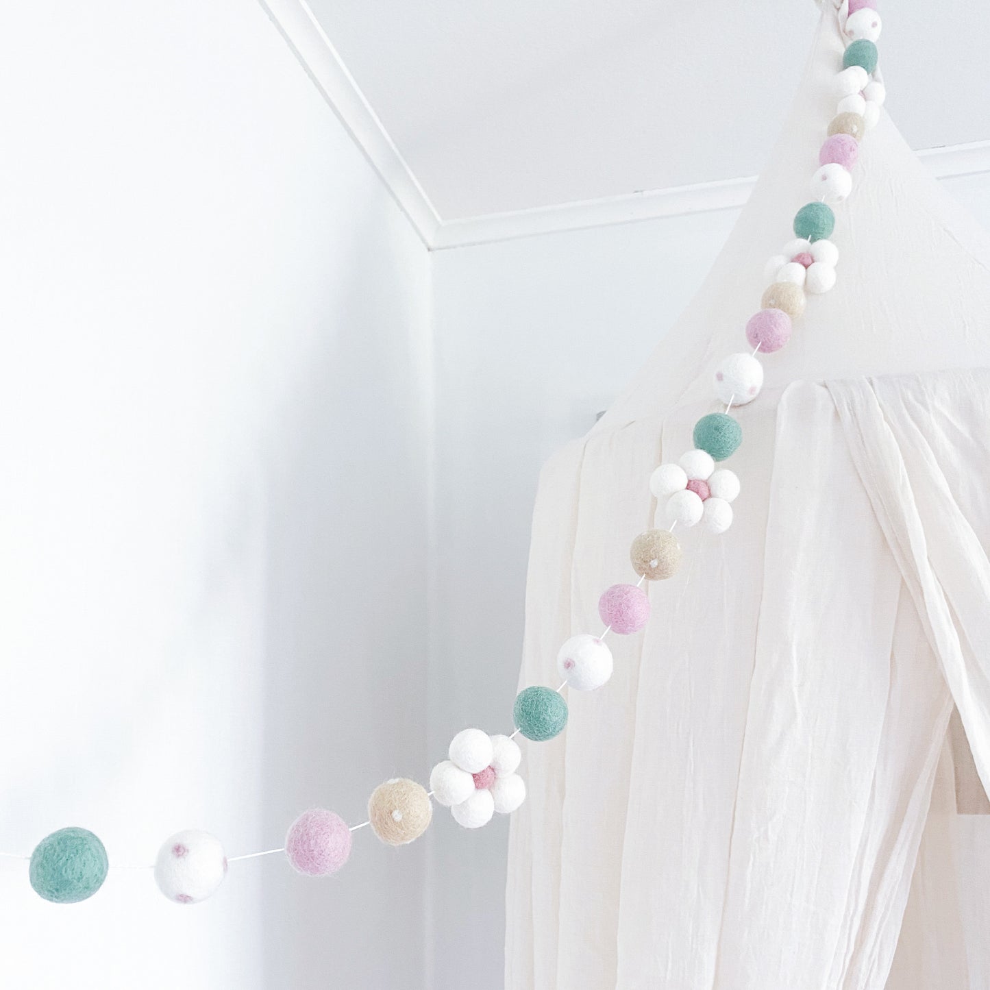 Pastel Flower Felt Ball Garland