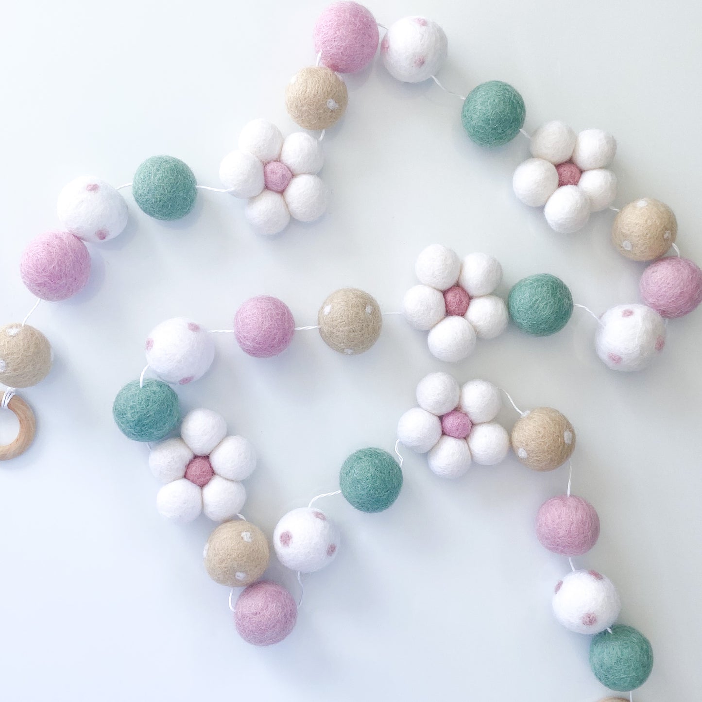 Pastel Flower Felt Ball Garland